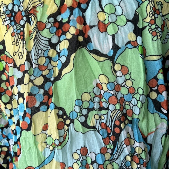 Women’s Blouse Colorful Polka Dot & Floral Print with Lace & Ribbon Accent - Picture 10 of 10